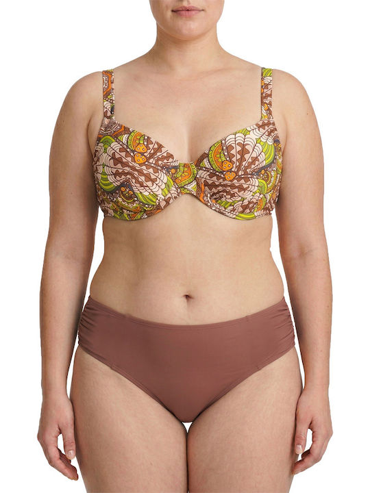 Plus Size Γυναικείο Μαγιό Bikini Μπανέλα Flexfit Cups Ethnic Σοκολά
