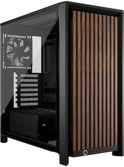 Corsair FRAME 4000D WOOD RS Gaming Midi Tower Computer Case with Side Window Black/Walnut
