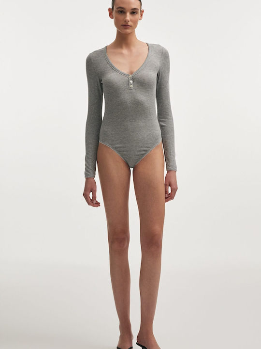 Anasa Damen-Bodysuit Grau Nadia Rapti