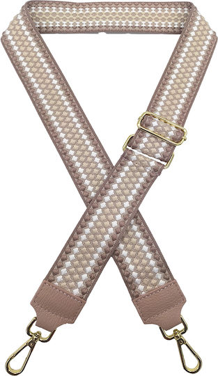 Adjustable Bag Strap 5cm Crossbody or Shoulder Gold Metal Hook Polka Dot Design Dusty Pink