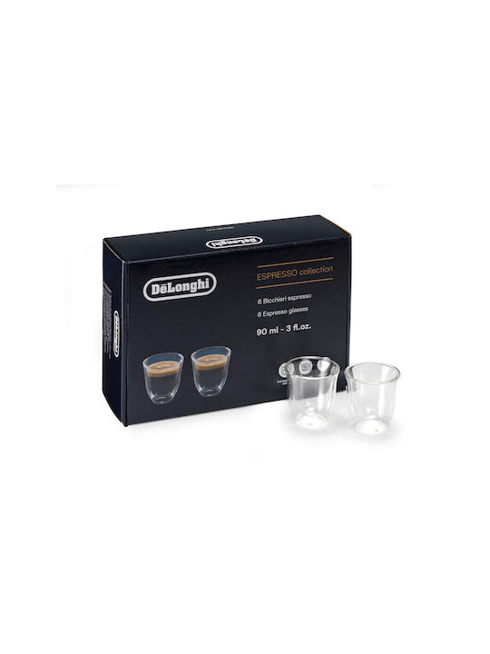 De'Longhi Σετ Ποτήρια από Γυαλί 90ml 6τμχ