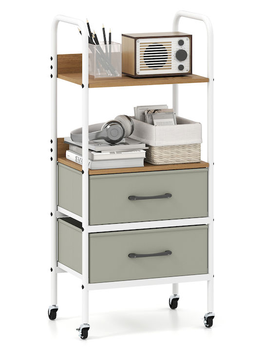 Costway Wooden Gray Kitchen Trolley 43.5x30x96cm