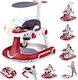 Costway Baby Walker 7 in 1 Canopy Adjustable Height Speed Foldable Bordeaux 79-83 x 62 x 72 cm Bc10310re