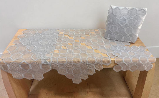 Linea Home Карирана Покривка За Маса С Дантела Комплект 5 Бройки Cell Сива 120x120см