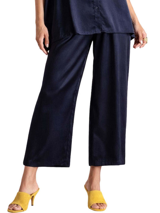 Moutaki Women's Satin Trousers Navy Blue