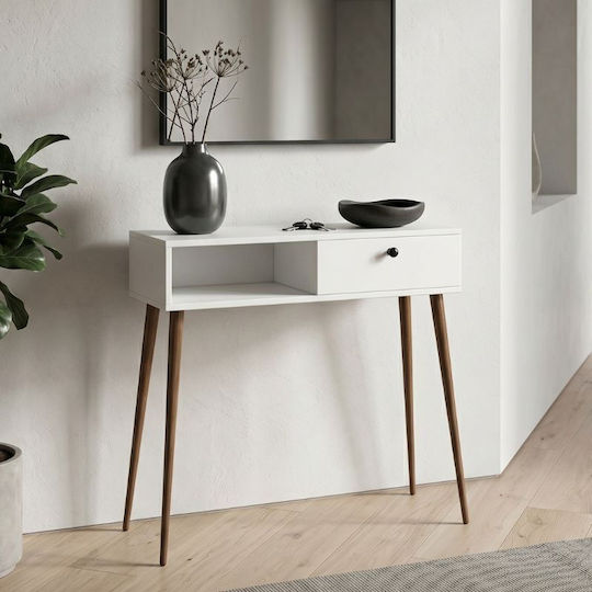 Napoli Konsolentisch aus Massivholz & Marmor Weiß M90xB29xH88cm
