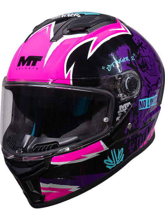MT Stinger 2 Full Face ECE 22.06 Tagger B8 Black/Purple Gloss