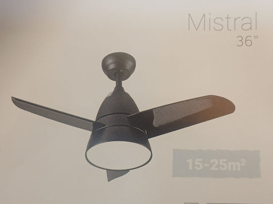 Lineme Mistral Ανεμιστήρας Οροφής 91cm με Φως Καφέ / Μαύρος