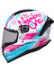 MT Stinger 2 Rocket A8 Weiß/Rosa Glanz Kinder Motorradhelm Vollgesicht ECE 22.06 Gewicht 1400gr