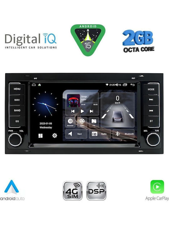 Digital IQ Car Audio System for Volkswagen Touareg 2003-2011 (Bluetooth/USB/WiFi/GPS/Apple CarPlay/Android Auto) with 7" Touch Screen