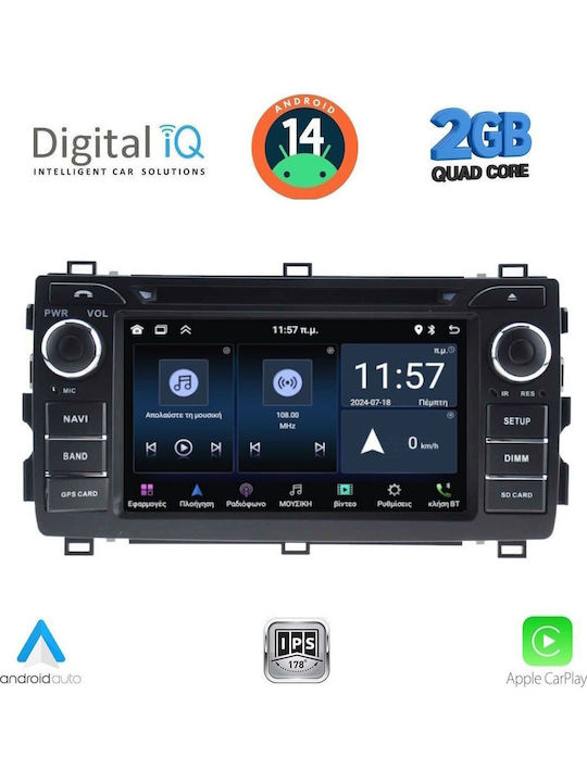 Digital IQ Car Audio System for Toyota Auris 2013-2015 Bluetooth USB WiFi GPS Apple CarPlay Android Auto with 7" Touch Screen