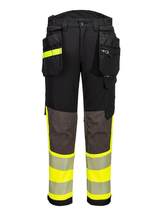 Portwest Reflective Work Trousers Yellow/Black Short