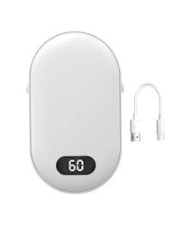 Electric Hand Warmer Zola Plastic 10w Built-in 6000mah Battery 45-60 Degrees Celsius Temperature Lcd Display Thermometer 10x6x2.5 Cm White