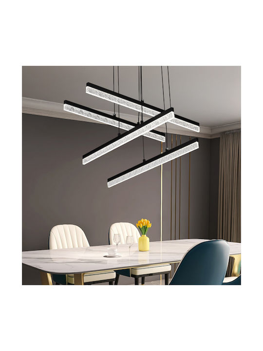 Alista Home Lumini Suspendate Negru LED Cu Lumină Alb Rece Cu Cristale Înălțime Reglabilă