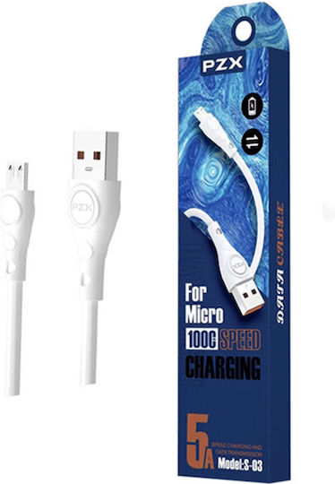 PZX Regular USB 2.0 to micro USB Cable Λευκό 1m 2222222278106 1τμχ