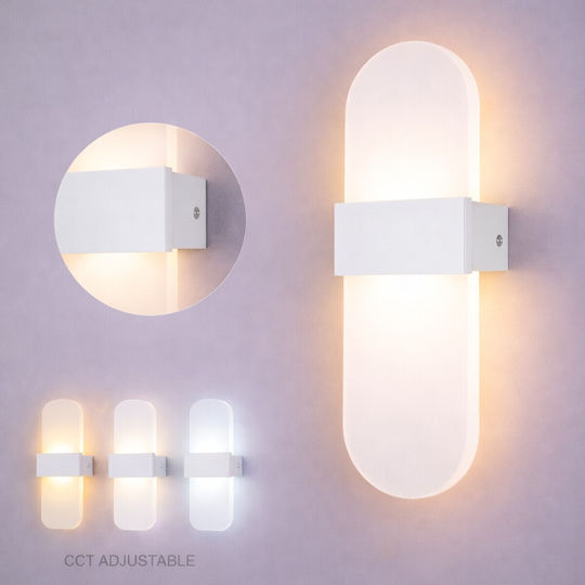 VenCore Modern Wall Lamp with Integrated LED and Warm to Cool White Light 5x30cm