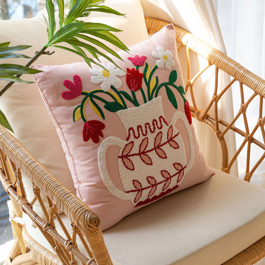 FRIPIA Decorative Pink Pillow Case 45x45cm