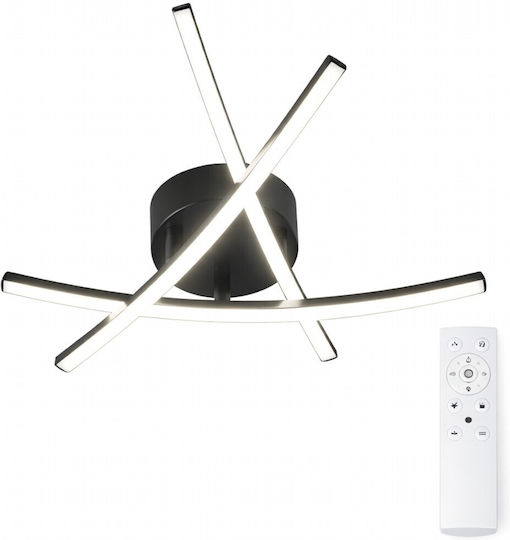 VenCore Plafonieră de Tavan 48cm Neagră cu LED Integrat și Telecomandă