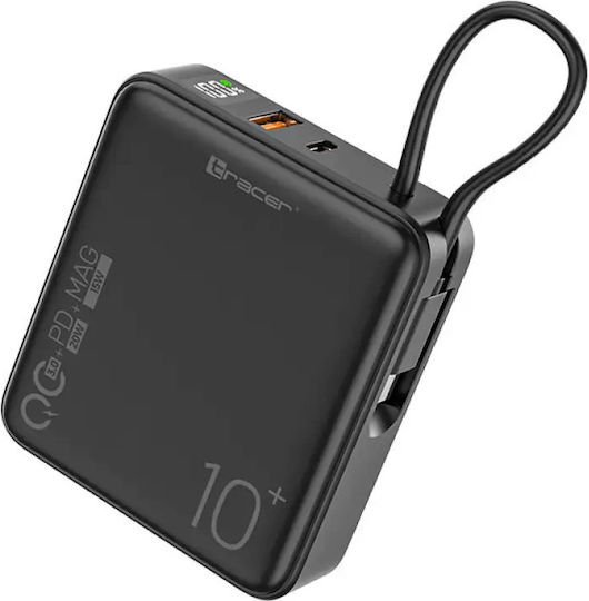 Tracer Scout Power Bank 10000mAh 22.5W με Θύρα USB-A και Θύρα USB-C Power Delivery Μαύρο