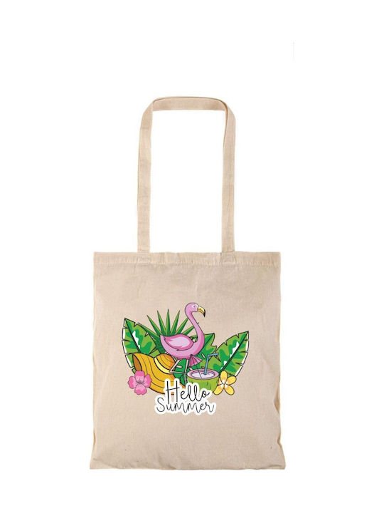 Shopping Bag Natural Long Handles Hello Summer