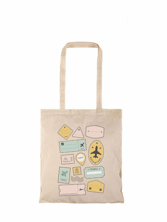 Shopping Bag Natural Long Handles Travel