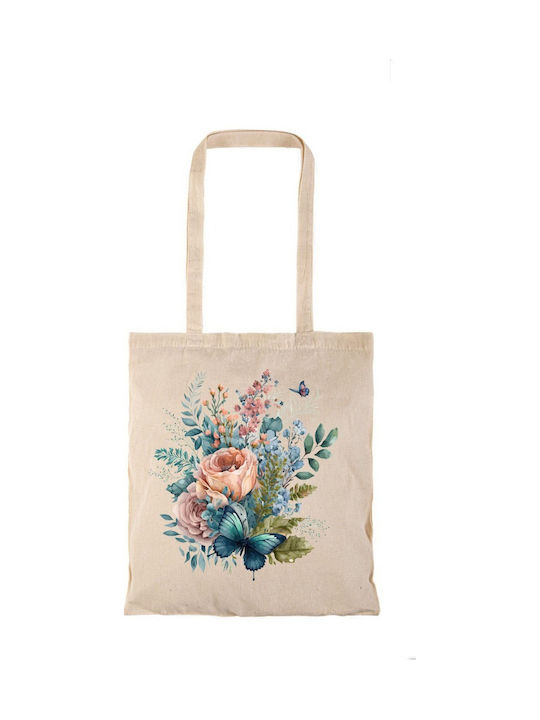 Geantă De Cumpărături Naturală Cu Mânere Lungi Flower Feast