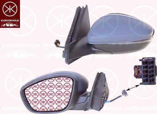 Electric Heated Electric Folding Painted Mirror with Led Signal Light Safety Light and Sensor 10h10p + 4h2p A Quality Convex Glass Suitable for Peugeot 208 Ii 2019-2023 Ub Up Uw Uj 98260175xt Right 1 Piece