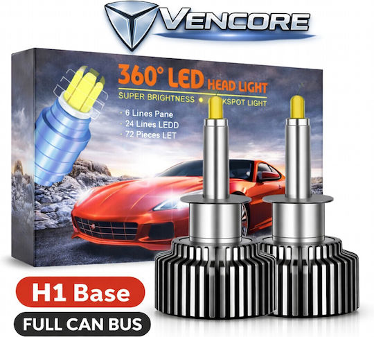 VenCore Car and Motorcycle Lamp H1 Canbus LED 6000K Cold White 12-24V 45W