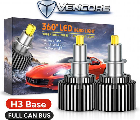 VenCore Car and Motorcycle Lamp H3 Canbus LED 6000K Cold White 12-24V 45W