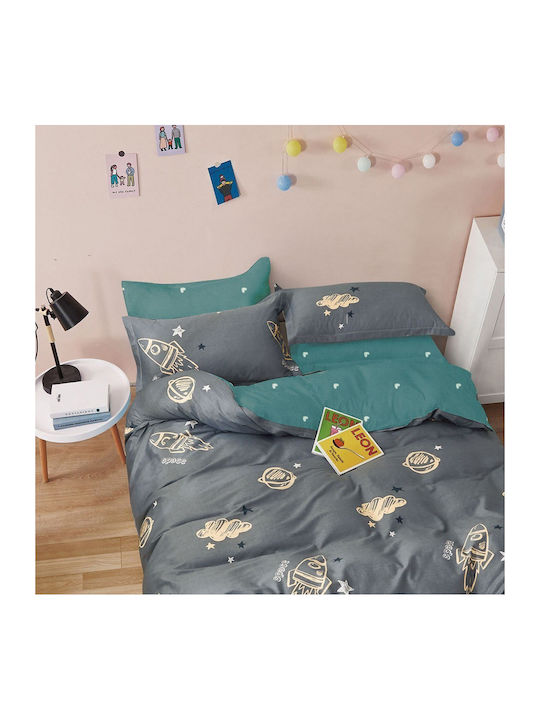 Melinen Spacecraft Boy Set Kids Pillowcases Cotton Satin 50x70cm Oxford Grey