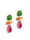 Mat Fashion Gold Plated Dangle Earrings with Stones Multicolour 0043.8224.N