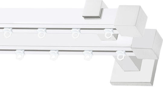 MRShome Valencia Zwei-Wege Vorhangschiene Metallisch in Weiß Farbe 200cm MRS901WH200D