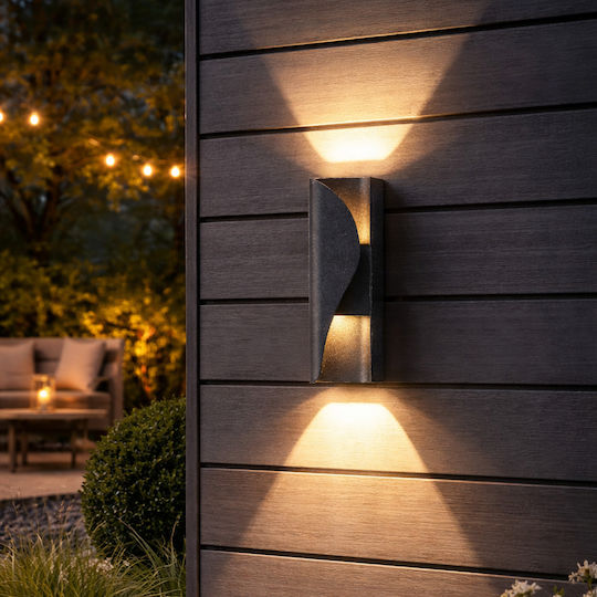 LED Стенен Осветител Ax221 Външен Вътрешен 2 Източника X 6W Металически Черен 3000K
