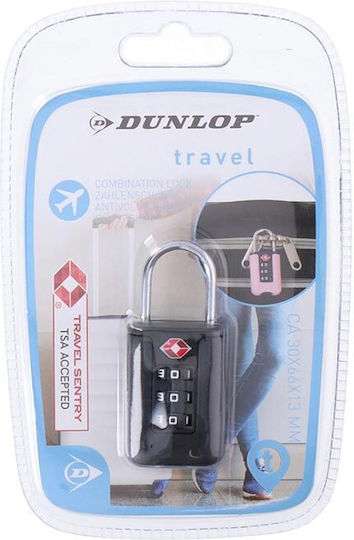 Dunlop Vorhängeschloss Messing mit Schlüssel mit Zertifizierung TSA 13mm Schwarz