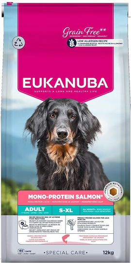 Eukanuba Care 12kg Trockenfutter für Erwachsene Hunde mit Lachs ohne Körner