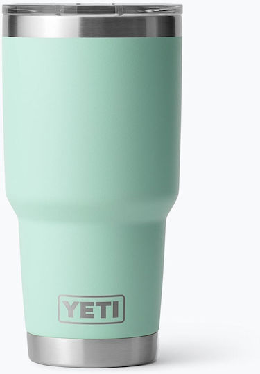 Yeti Rambler Stapelbarer Becher Thermosflasche Rostfreier Stahl BPA-frei 887ml Seafoam mit Stroh und Handgriff