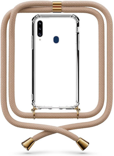 Θήκη Κινητού Διάφανη Κορδόνι Beige Galaxy A20s