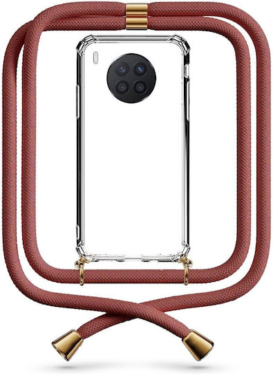 Mobile Phone Case Transparent Neck Strap Brown Huawei Nova 8i
