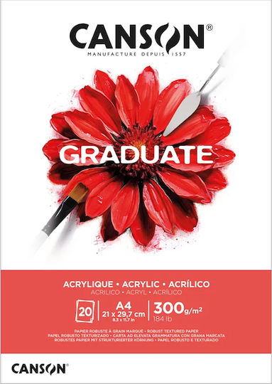 Canson Graduate Acrylic Sketch Pad A4 300gr 20 Sheets