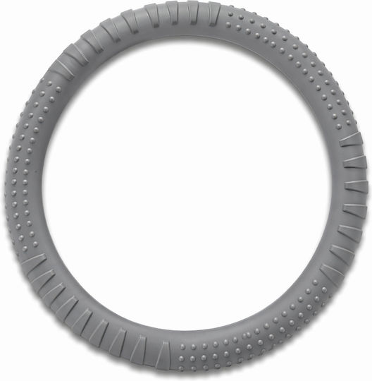 Car Steering Wheel Cover Gray 37-39cm PVC & Rubber Anti-Slip Universal