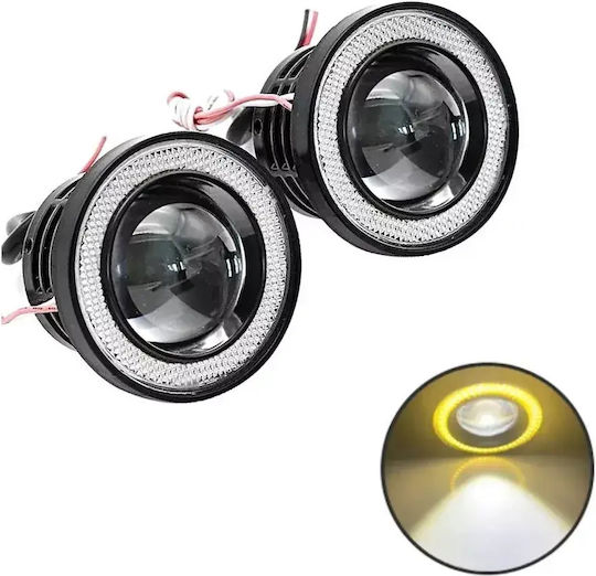 Σετ Προβολάκια Αυτοκινήτου Led Angel Eyes Κίτρινο Υψηλή Απόδοση Universal Tc-424