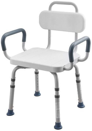 Scaun Rotativ Duș cu Mânere și Spătar pentru Persoane cu Dizabilități Max 180 Kg Antiderapant din Aluminiu