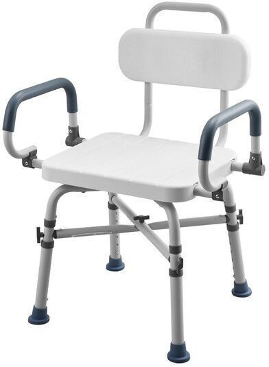 Scaun Rotativ de Duș cu Mânere și Spătar pentru Persoane cu Dizabilități Max 227 Kg Antiderapant din Aluminiu cu Înălțime Reglabilă