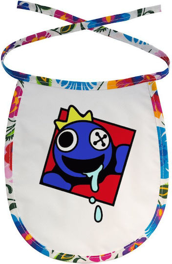 Koupakoupa Blue Waterproof Baby Bib Made of 100% Cotton with Lace Band Colored