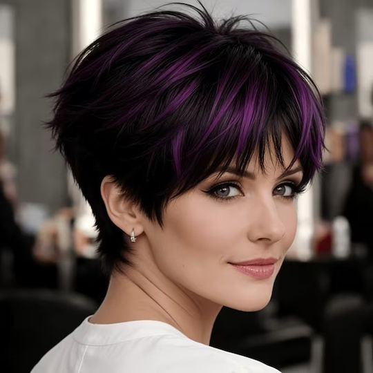 Animis Beauty Perucă cu Păr Sintetic în Culoare Violet