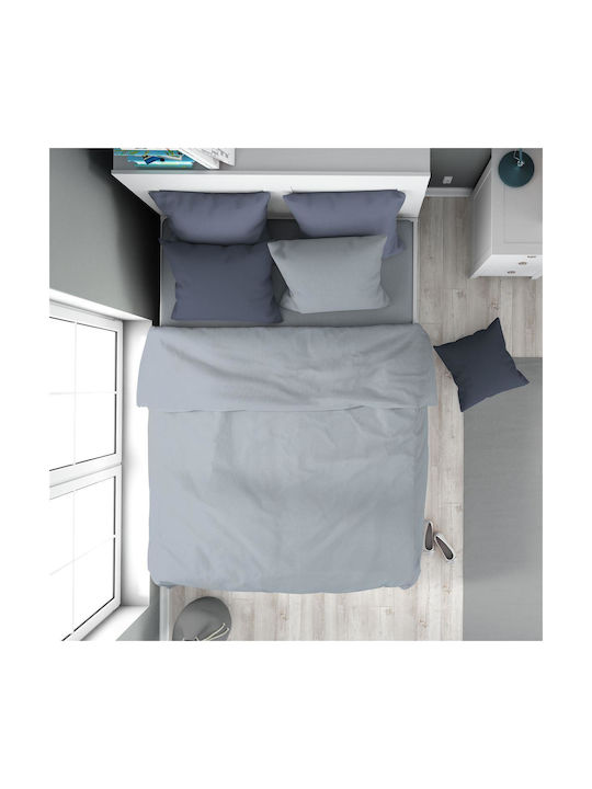 Dimcol Solid Παιδική Παπλωματοθήκη Μονή Βαμβακερή Light Blue-grey 160x240εκ.