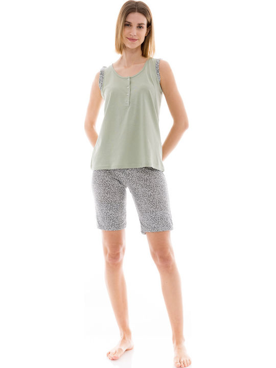 Pink Label Summer Women's Pyjama Shorts Aqua Flower