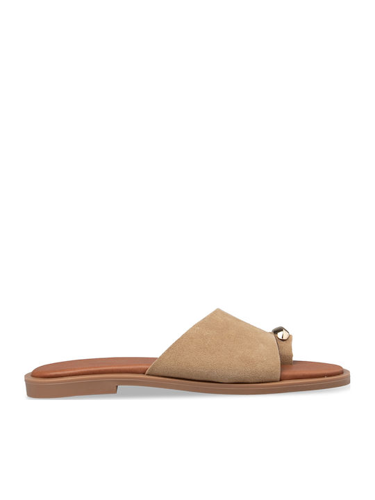 Tsouderos Shoes Beigen Flachen Sandalen für Damen