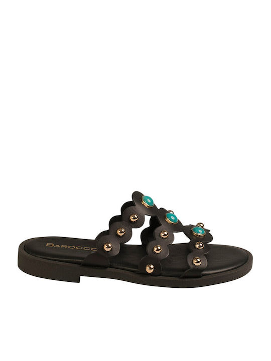 Barocco Flache Damen Sandalen Schwarz