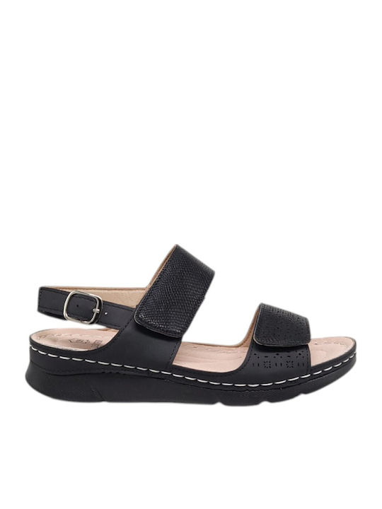 Flache Damen Sandalen  Anatomisch Schwarz